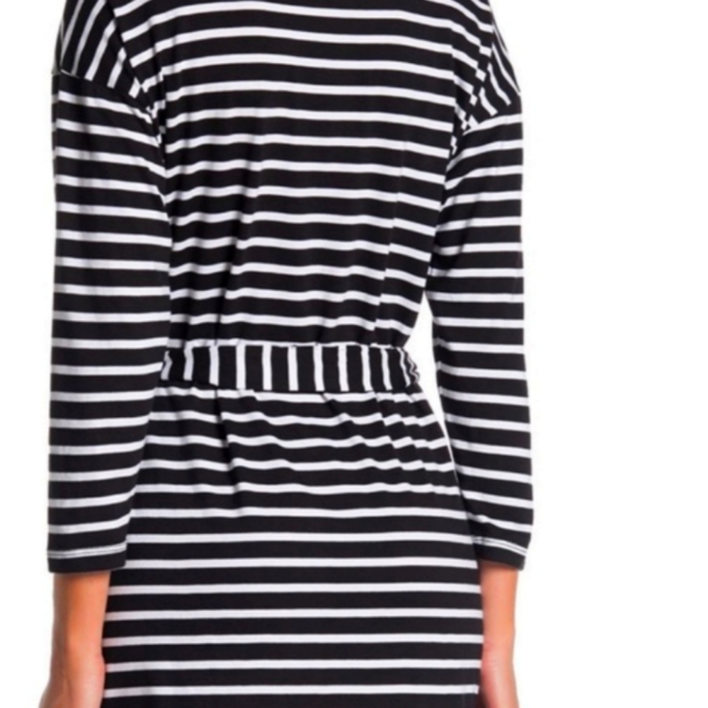 NWT Sanctuary cotton women's Hamilton Black stripe Dress Large L